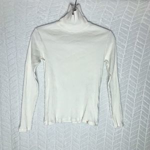 Zara Turtleneck top Ribbed  Knit Long Sleeve Pullover White - 13/14
